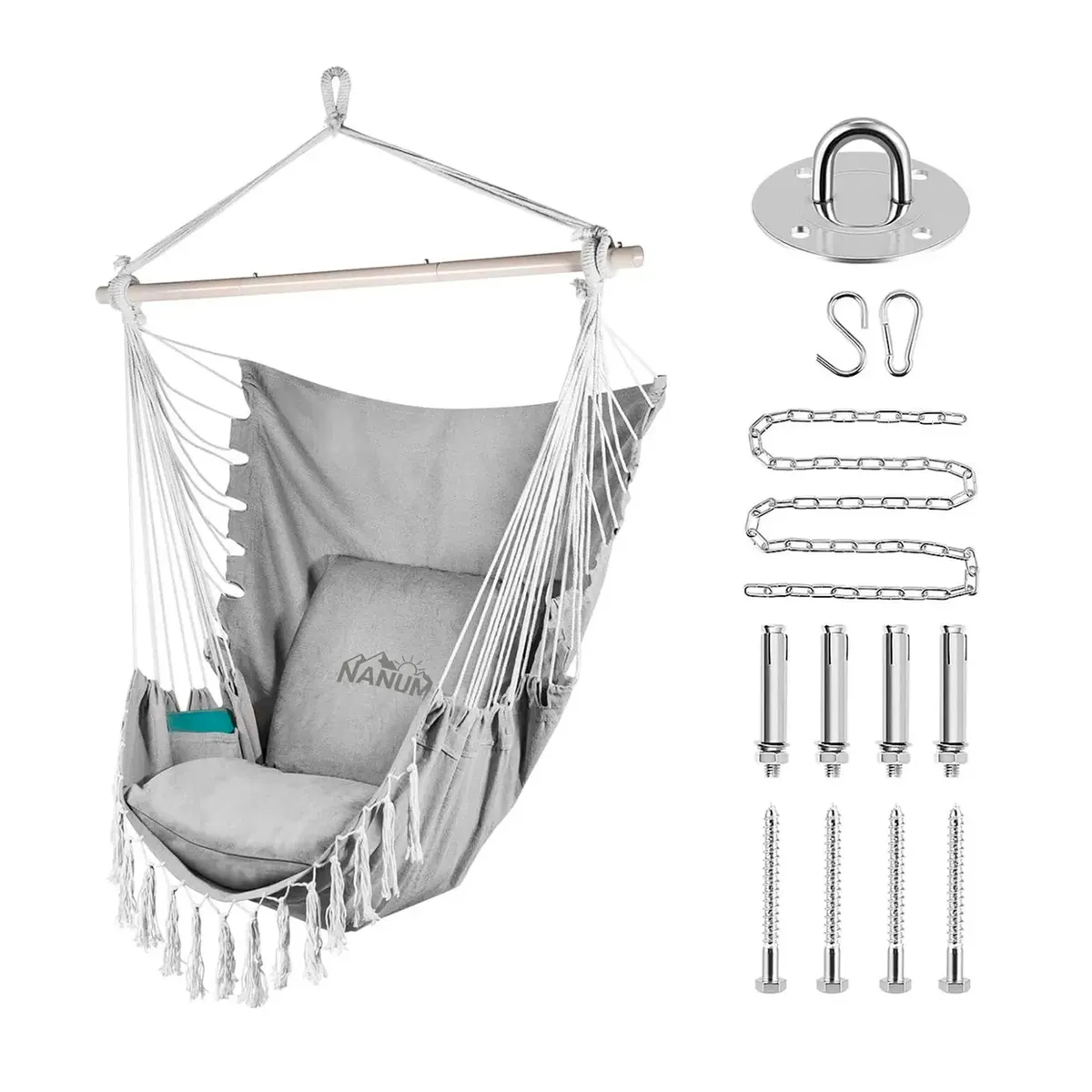 ESHOPANGIE - Silla Hamaca Colgante Columpio Con Cojín +kit De Instalación