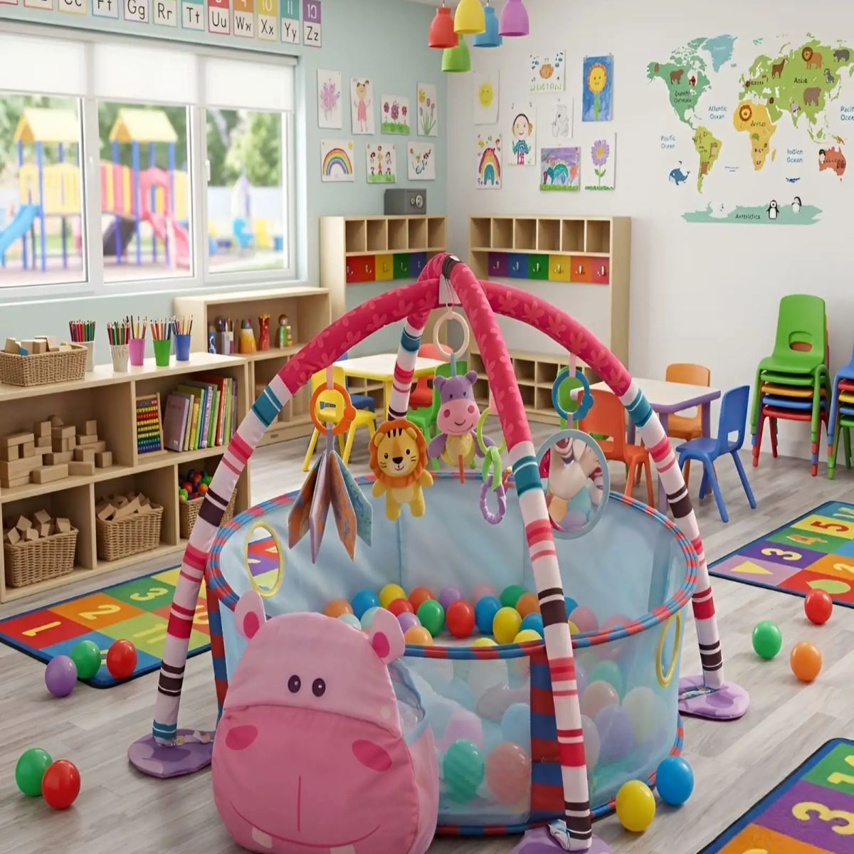 GENERICO - Gimnasio de Actividades y Piscina de Pelotas 2 en 1 para Bebé