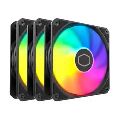 COOLER MASTER - Kit de 3 Ventiladores MasterFan MF120 Lite ARGB, Negro