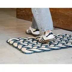 KOKOMAT - Limpiapies Choapino Trenzado Patrón Beige-Verde 45x75cm