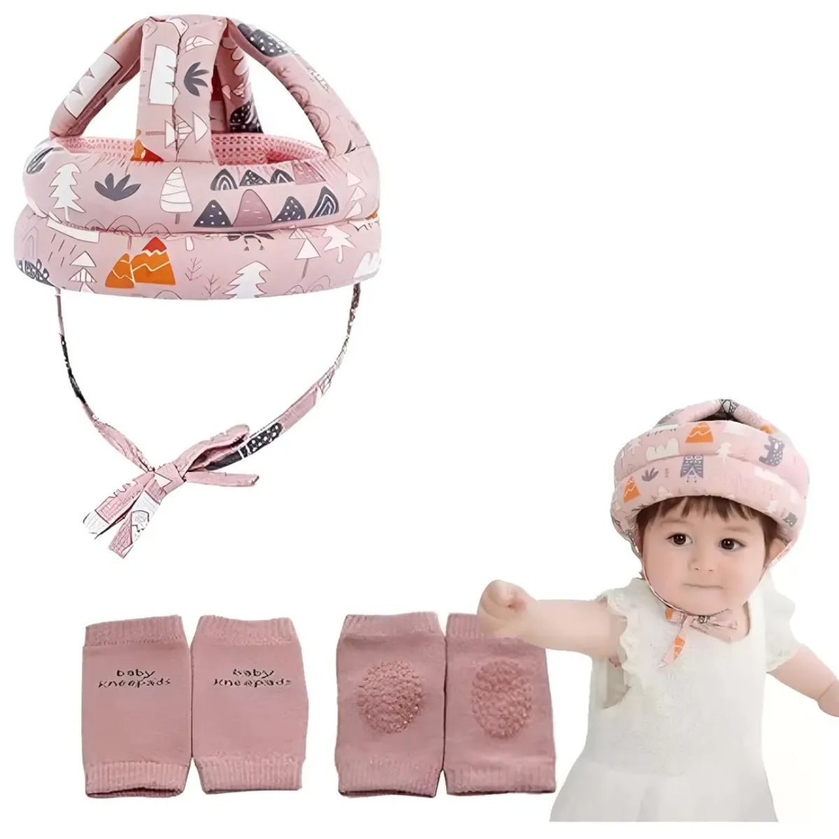GENERICO - Casco Gorro Protector Anti Golpes Bebe Y Rodilleras Labg