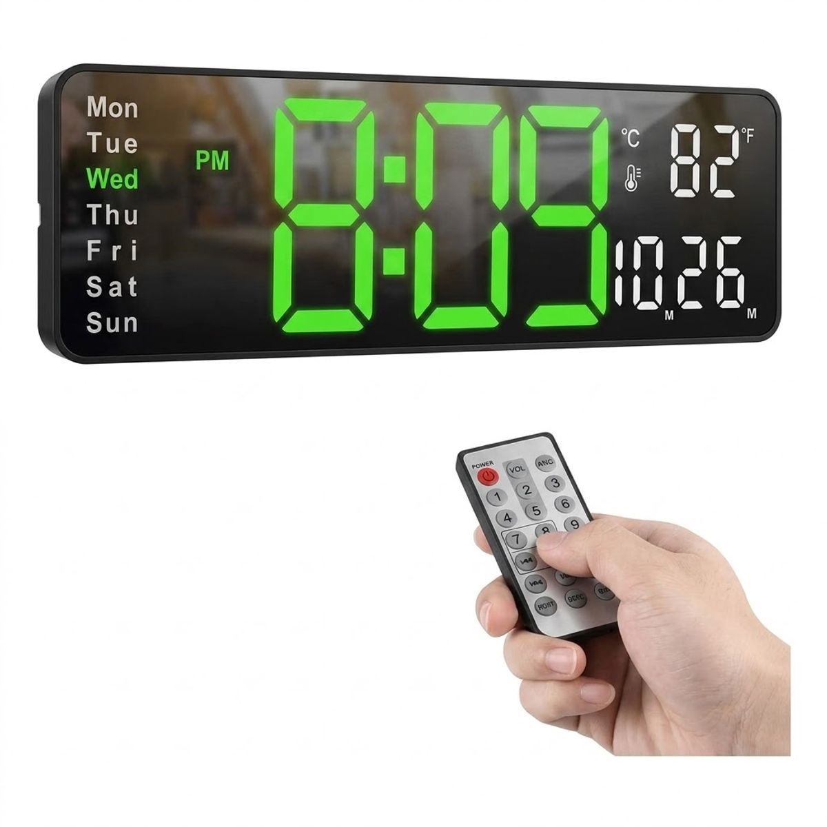 GENERICO - Reloj De Pared Digital Termómetro, Alarmas Y Calendario