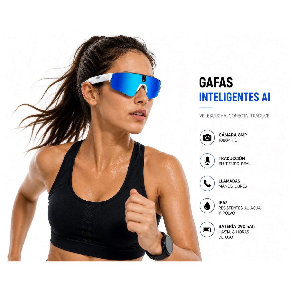 GENERICO - Lentes Inteligentes con Cámara HD, Bluetooth y Traducción en Tiempo Real Tecnología que Te Acompaña