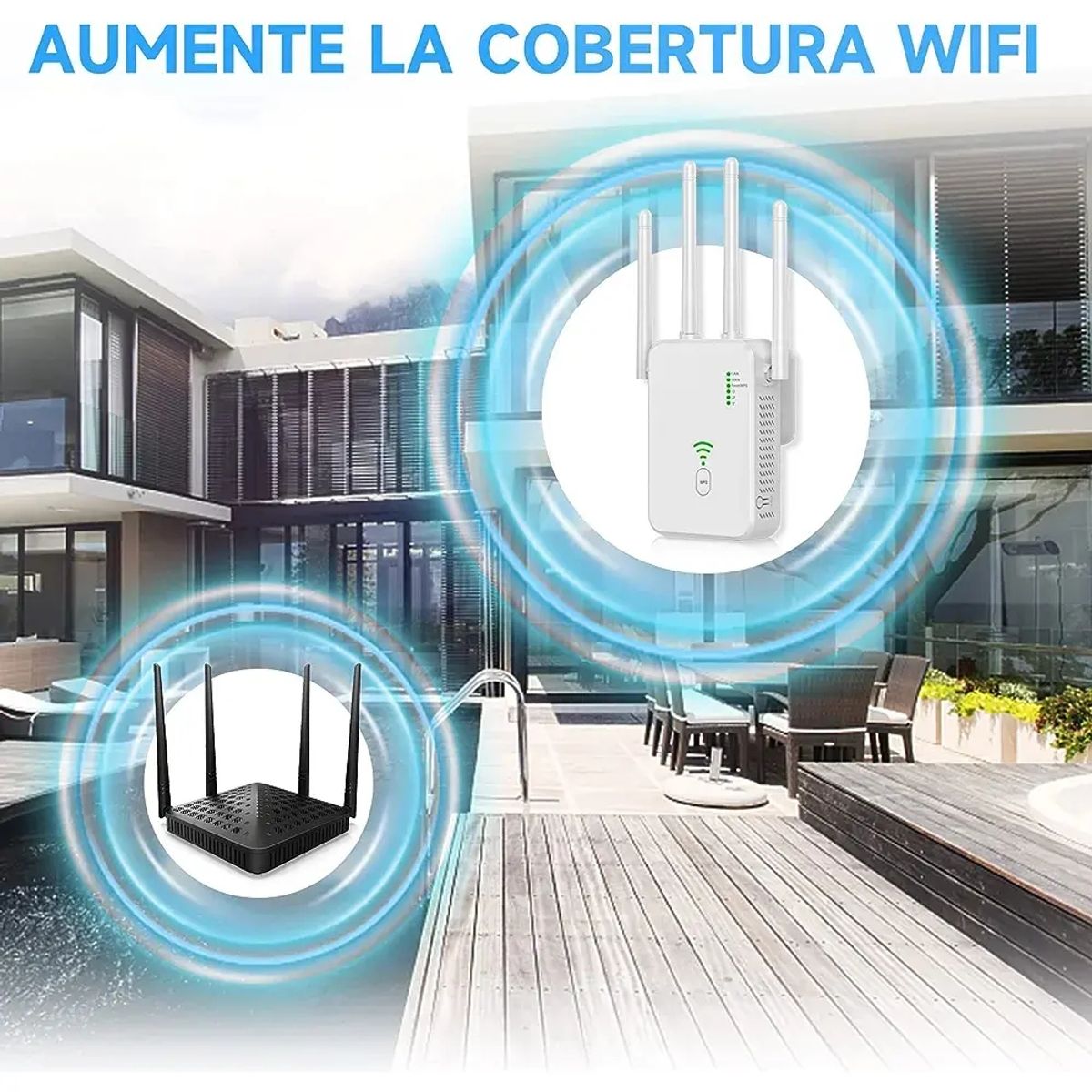 IRM - Repetidor Wifi X2 300mbps 4 Antenas Amplificador Señal Extensor Cobertura Calidad FIGOIMPORT