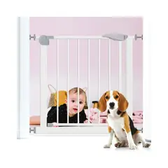 GENERICO - Reja de Seguridad Bebe Mascota Doble Seguro Blanco Labg