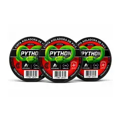 PYTHON - Pack 3 Cinta Aislante Autoextinguible Negra 18mm x 10m