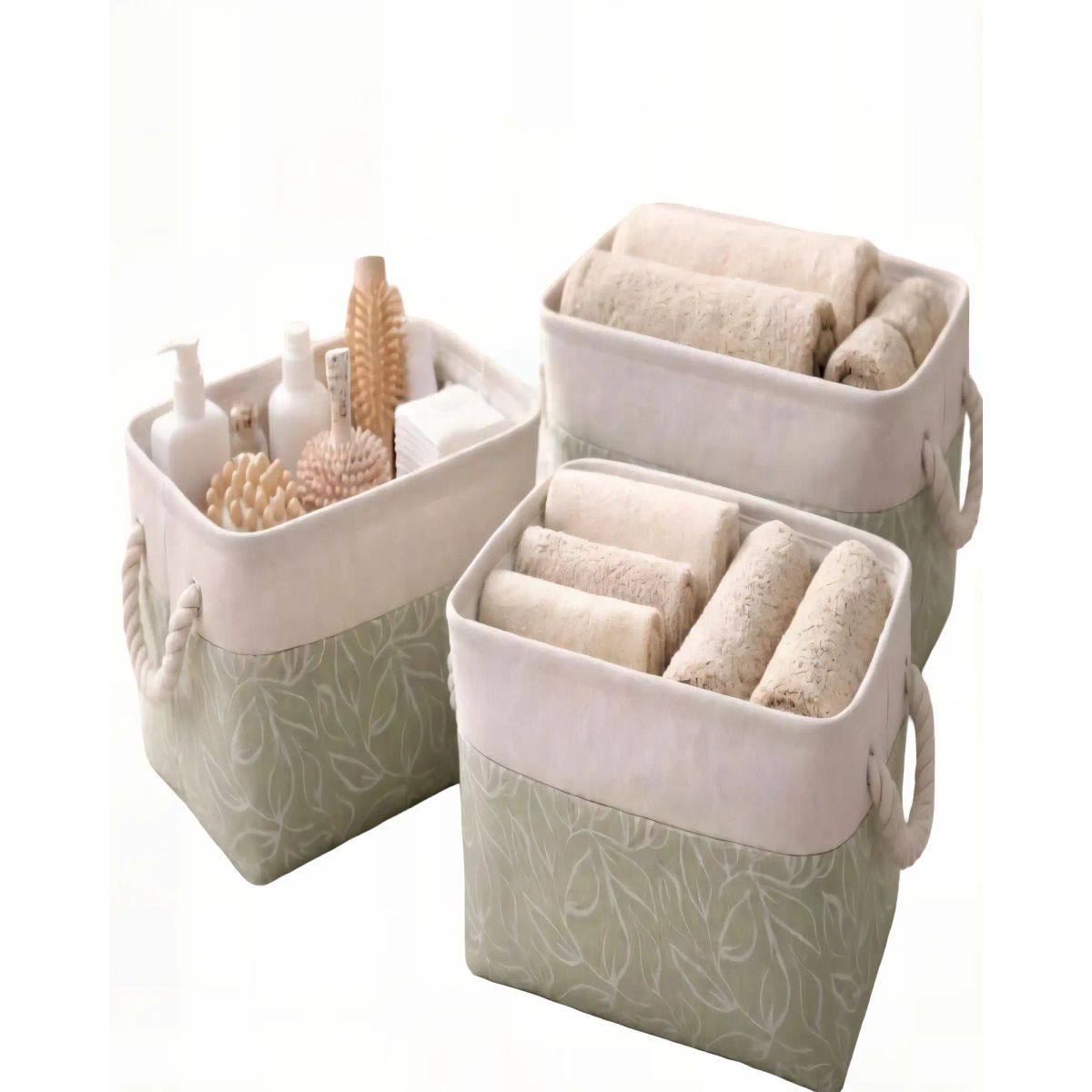 GENERICO - KIT   DE 3 CESTA ORGANIZADOR 33CMX20CMX20CM COLOR VERDE