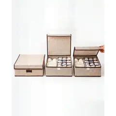 GENERICO - KIT  DE 3 CESTA ORGANIZADOR 32CMX26CM COLOR BEIGE