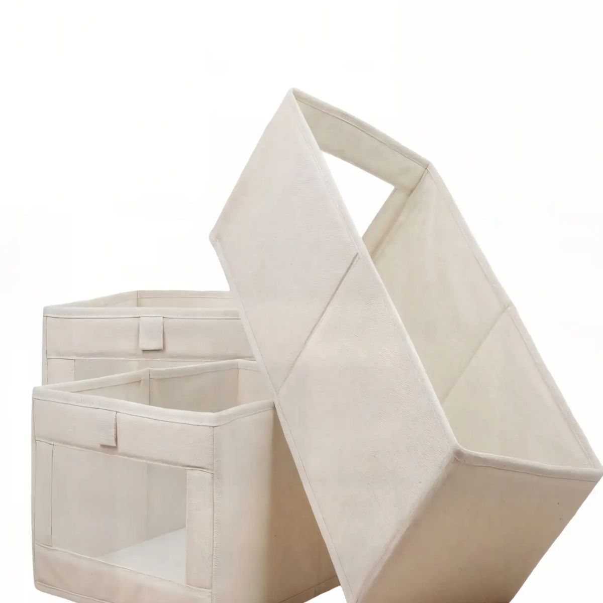 GENERICO - KIT   DE 3 CESTAS ORGANIZADOR 40CMX27CMX17CM COLOR BEIGE