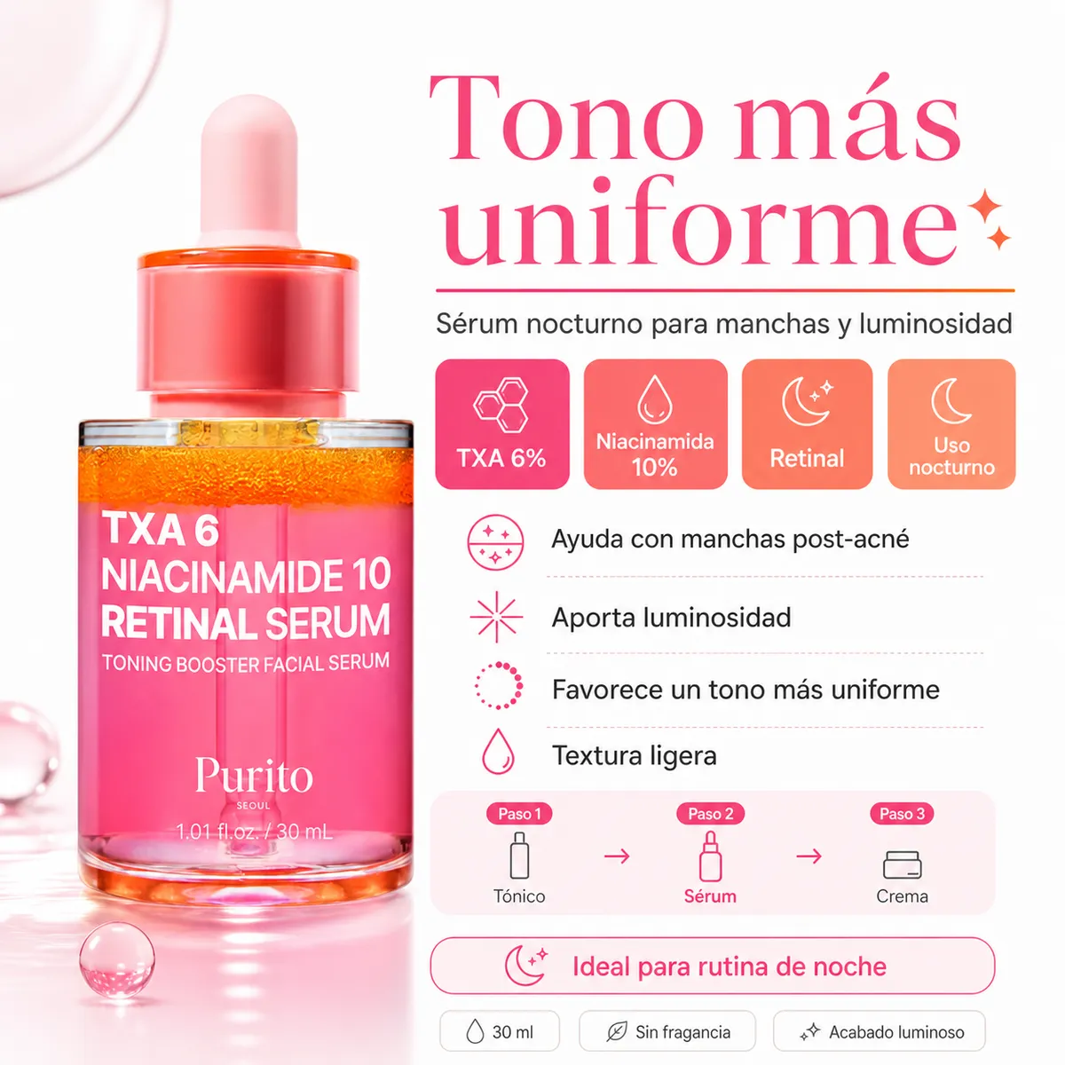 PURITO - Purito Sérum Antimanchas TXA Niacinamida Retinal 30ml
