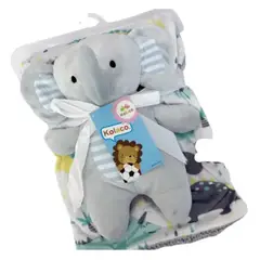 GENERICO - Manta Con Peluche De Apego Para Bebes Frazada Suave Elefante GRIS