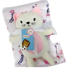 GENERICO - Manta Con Peluche De Apego Para Bebes Frazada Suave Gatito ROSA
