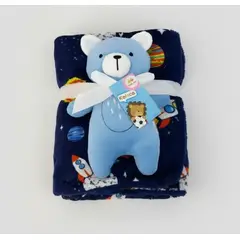 GENERICO - Manta Con Peluche De Apego Para Bebes Frazada Suave Oso AZUL