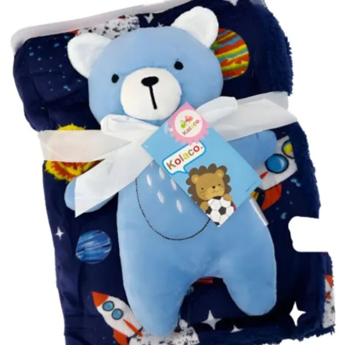 GENERICO - Manta Con Peluche De Apego Para Bebes Frazada Suave Oso AZUL