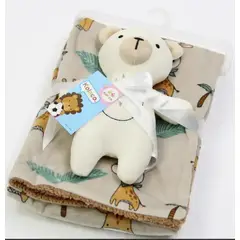 GENERICO - Manta Con Peluche De Apego Para Bebes Frazada Suave Oso MARRON