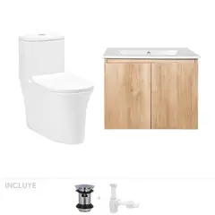 STRETTO - Pack Baño Toledo Nogal - Mueble + Sanitario