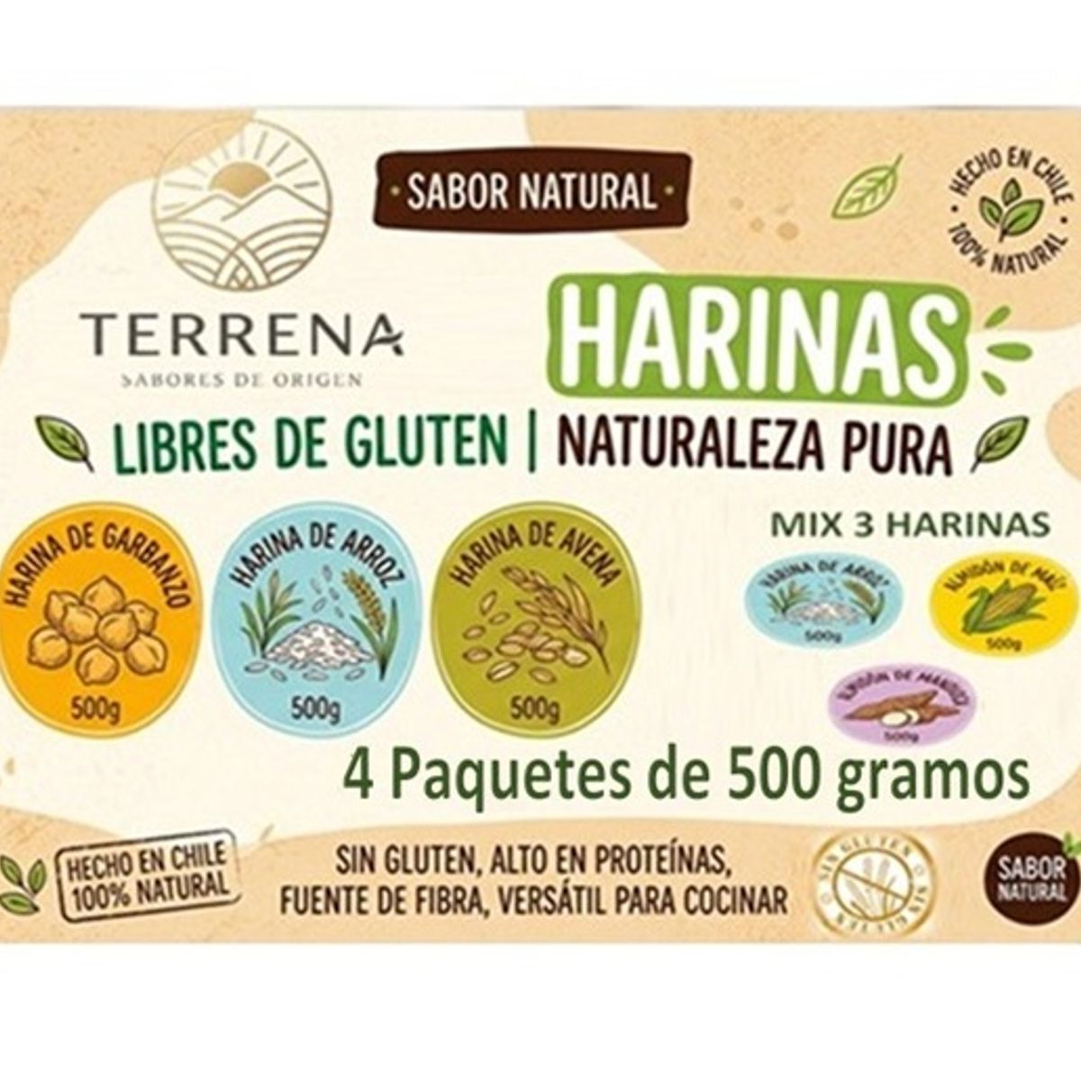 GENERICO - Pack de harinas sin gluten de 500 gramos