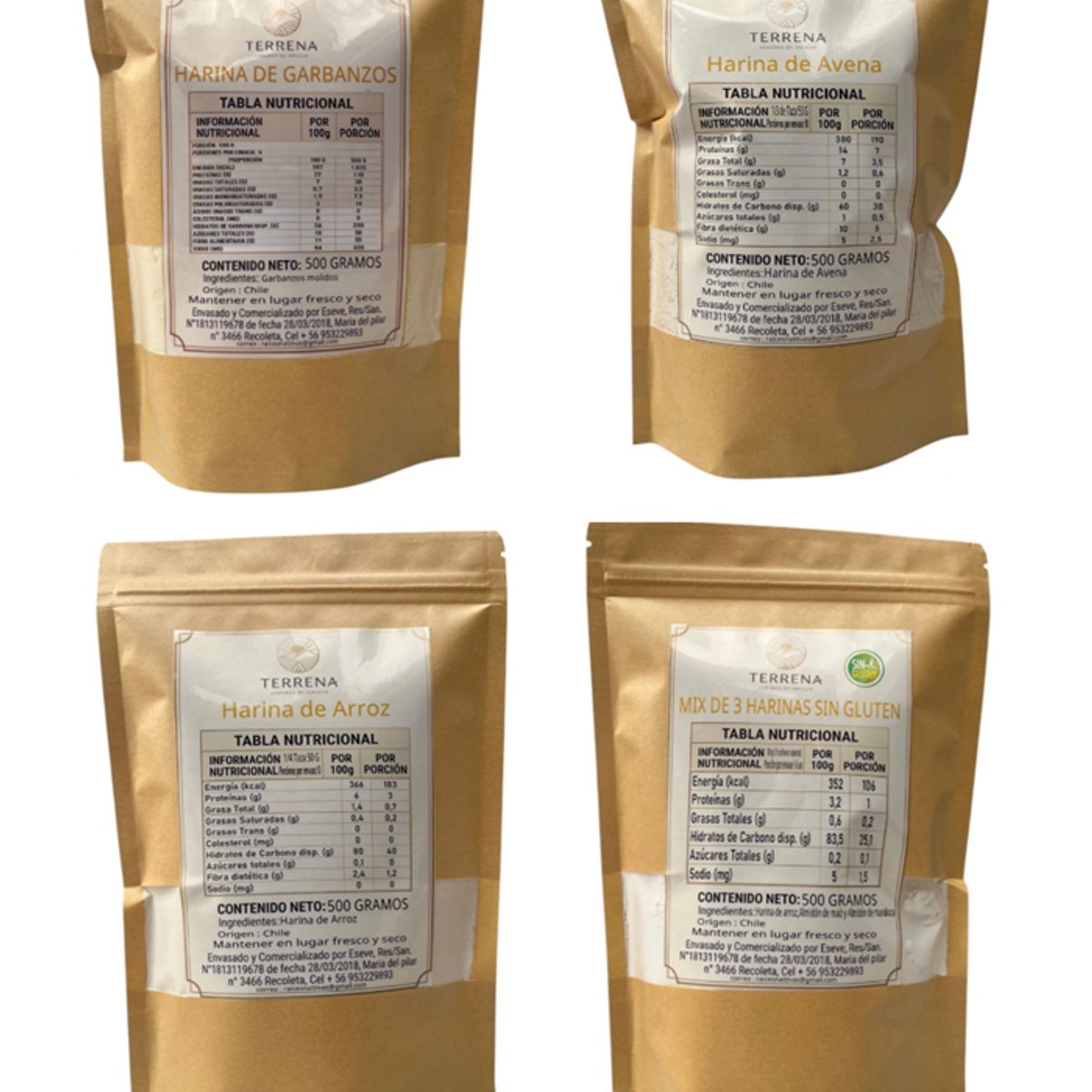 GENERICO - Pack de harinas sin gluten de 500 gramos