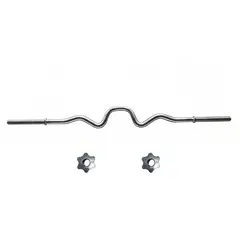 BLU FIT - Barra curva acero cromado collares rosca 120 cm