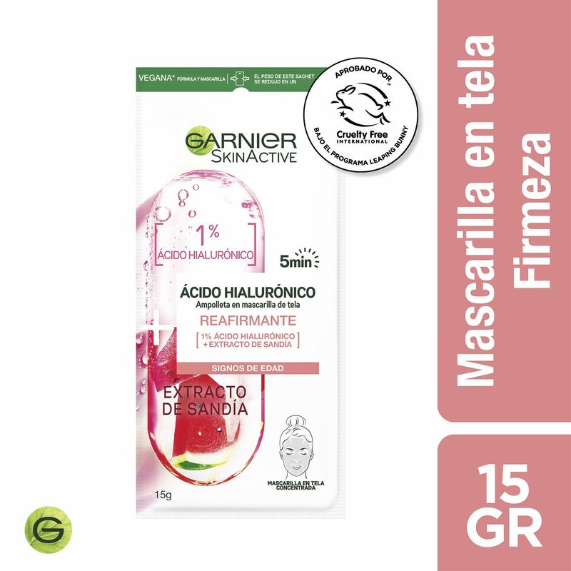 GARNIER - Mascarilla En Tela Ampolla Sandia Firmeza Garnier Skin Natural Face
