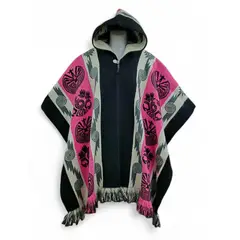 MORLAN - Poncho de Alpaca Lana Ecuatoriana Capucha Cálido Liviano