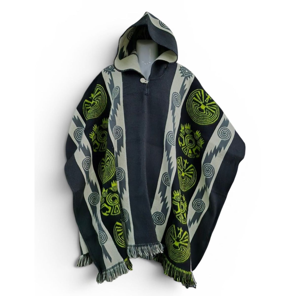 MORLAN - Poncho de Alpaca Lana Ecuatoriana Capucha Cálido Liviano