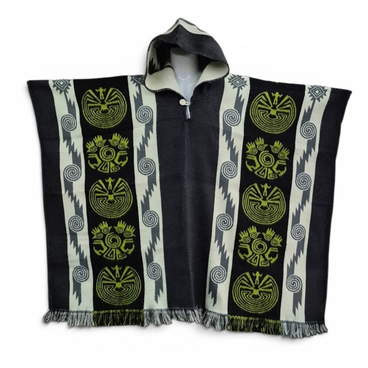 MORLAN - Poncho de Alpaca Lana Ecuatoriana Capucha Cálido Liviano