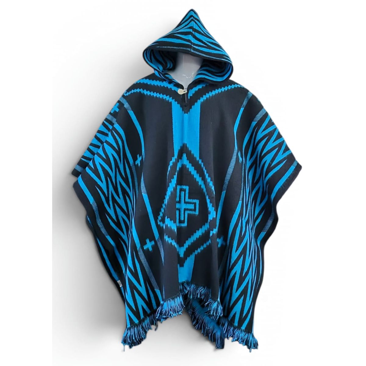 MORLAN - Poncho de Alpaca Lana Ecuatoriana Capucha Cálido Liviano