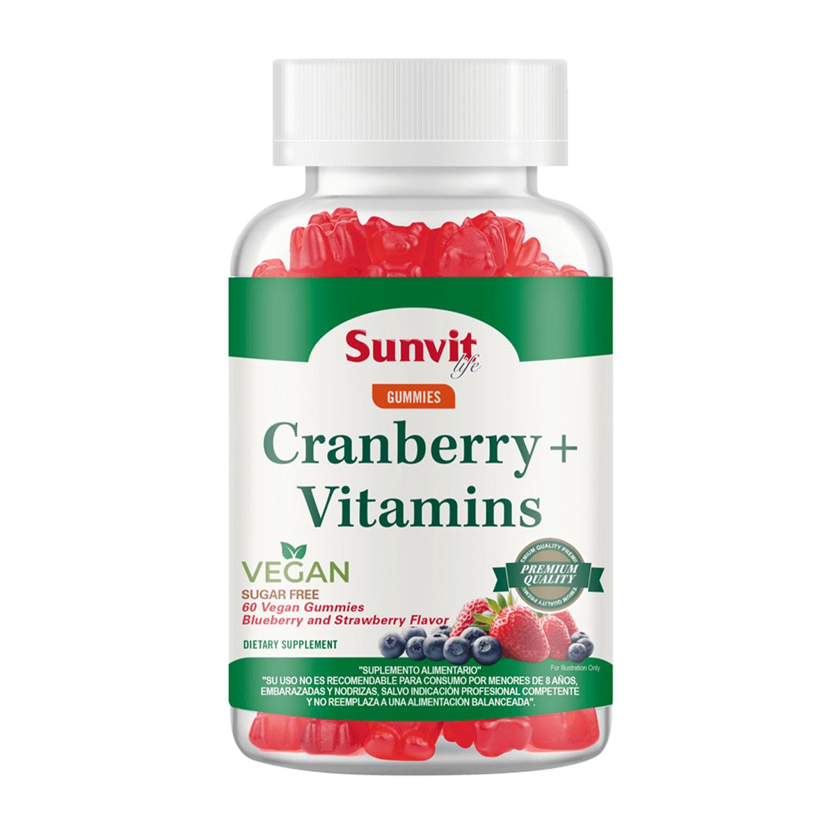 SUNVIT - Gomitas Cranberry + Vitaminas, Berries 60 Vegan Gummies, SVL