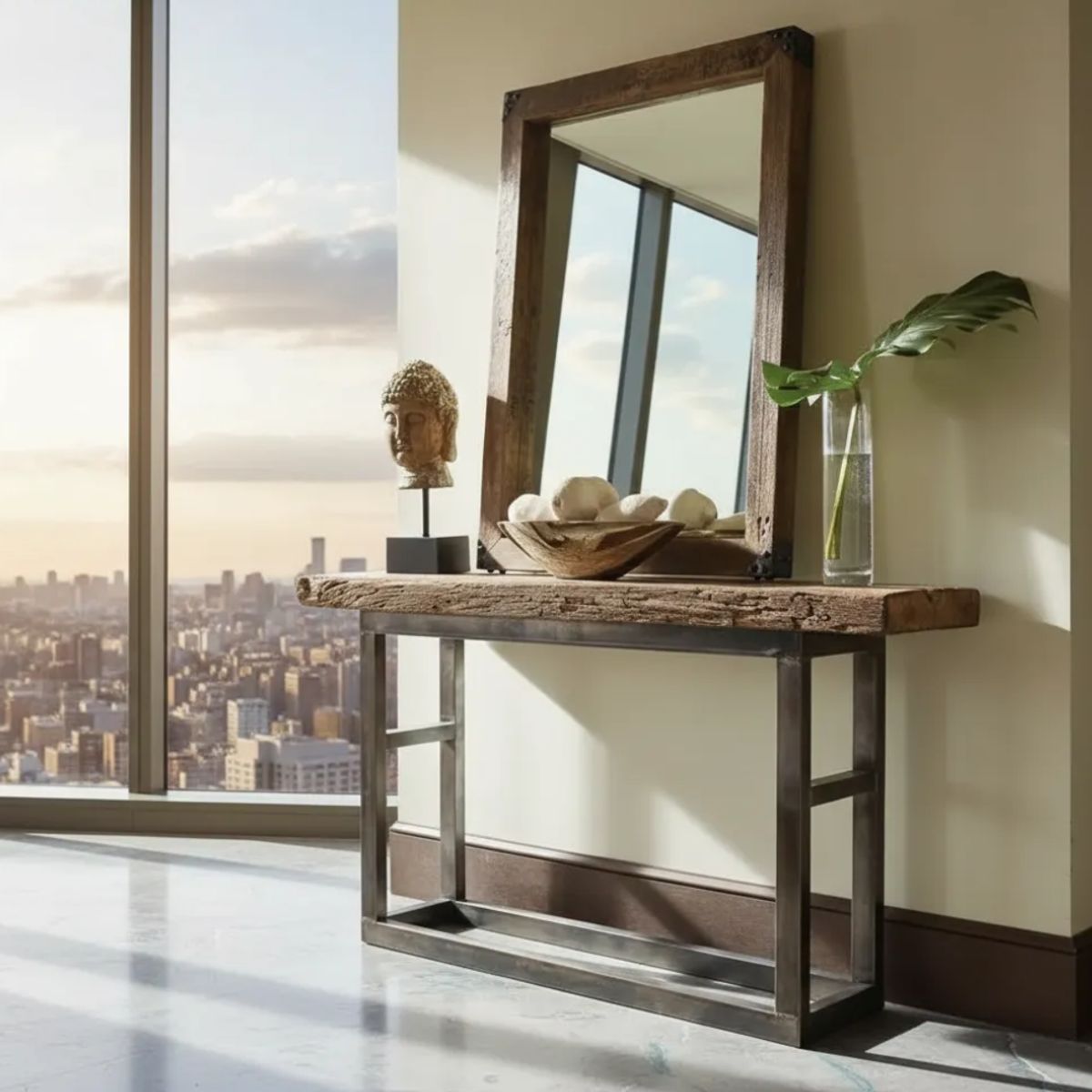 NSCOMPANY - Mesa De Arrimo Lumina - En Roble De Demolicion