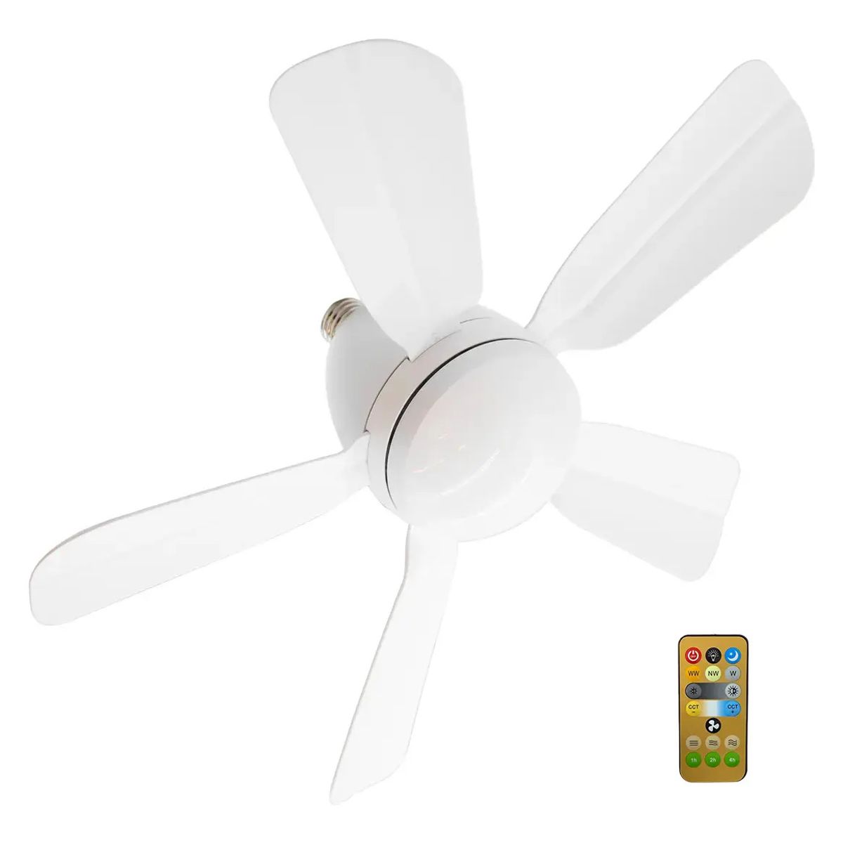GENERICO - Ventilador De Techo E27 Lámpara Con Led 40w Ajustable Blanco