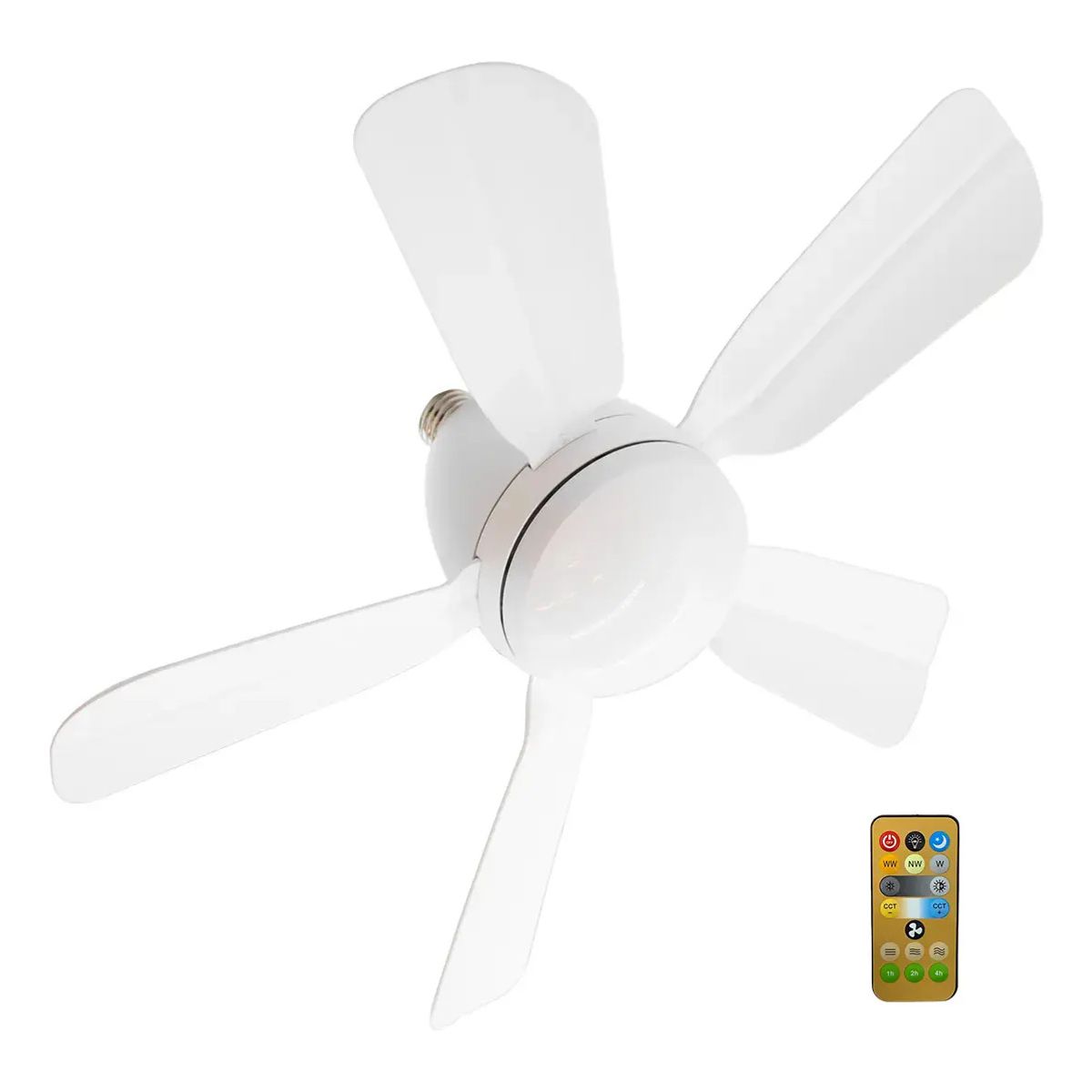 GENERICO - Ventilador De Techo E27 Lámpara Con Led 40w Ajustable Blanco
