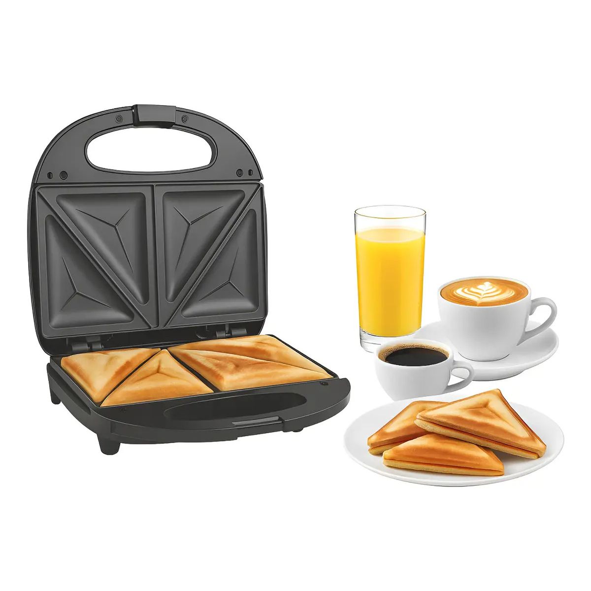 GENERICO - Sandwichera Eléctrica 750w Antiadherente Doble Calor 2 Panes