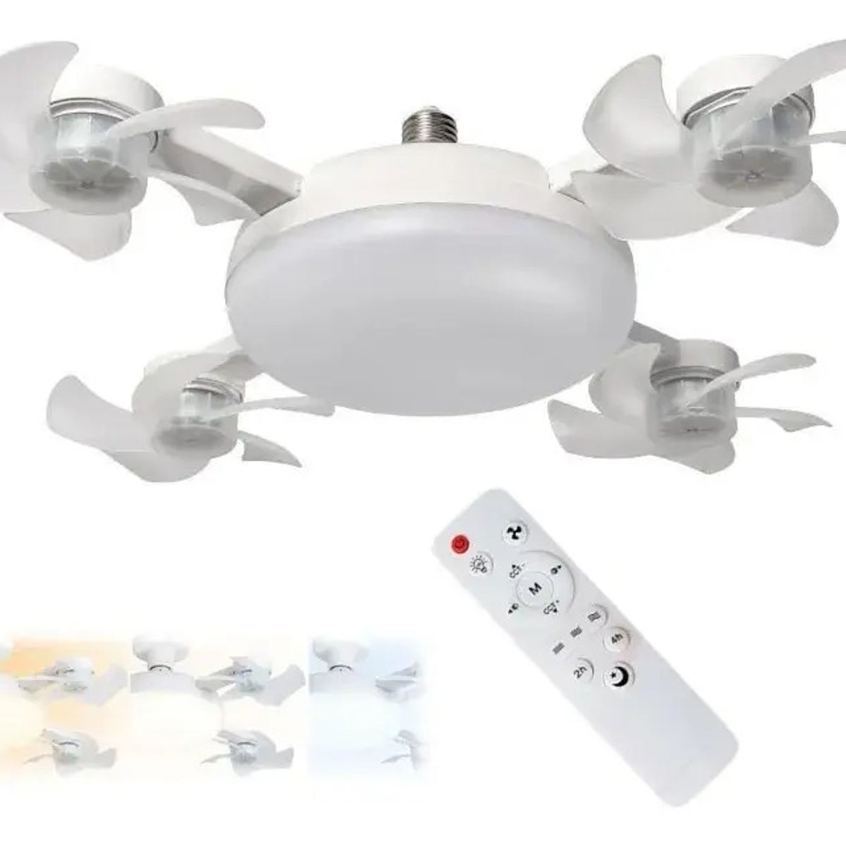 GENERICO - Ventilador de Techo Silencioso Osmao con Luz LED 50W E27 Control Remoto