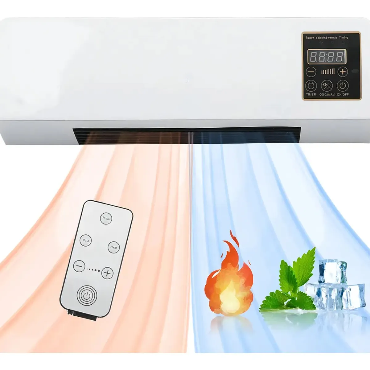 GENERICO - Calentador Calefactor Ventilador Eléctrico De Pared Blanco