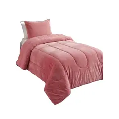 GENERICO - Cubrecama de Plush con Chiporro 1,5 Plazas Diseño Ondas Rosado cp1