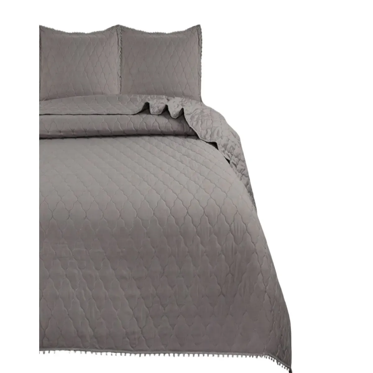 GENERICO - Cubrecamas Quilt Plaza y Media con Pompones cqp1