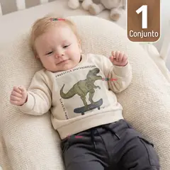 JUMP KIDS - Conjunto Buzo Polerón 2 Piezas Bebé Niño Dino Street