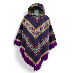 MORLAN - Poncho De Lana De Alpaca Y Oveja Esquinado Multicolor