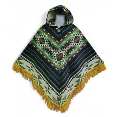 MORLAN - Poncho De Lana De Alpaca Y Oveja Esquinado Multicolor