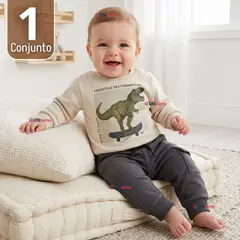 JUMP KIDS - Conjunto Buzo Polerón 2 Piezas Bebé Niño Dino Street