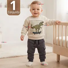 JUMP KIDS - Conjunto Buzo Polerón 2 Piezas Bebé Niño Dino Street