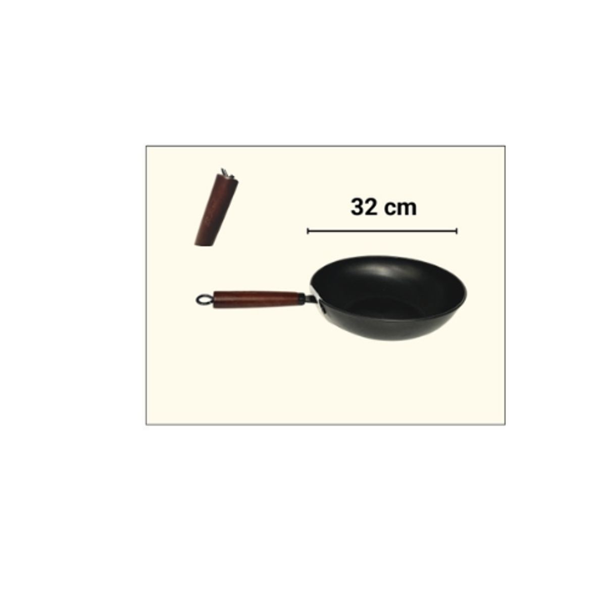 GENERICO - Sarten Wok Mango Madera 32 Cm