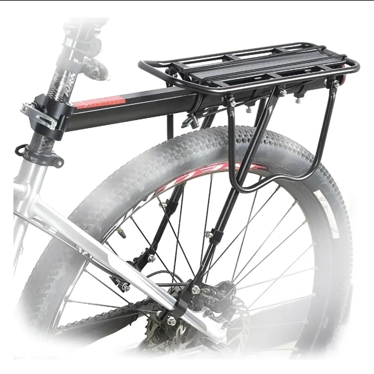 GENERICO - Parrilla Bicicleta Con O Sin Freno De Disco Porta Alforjas Negro