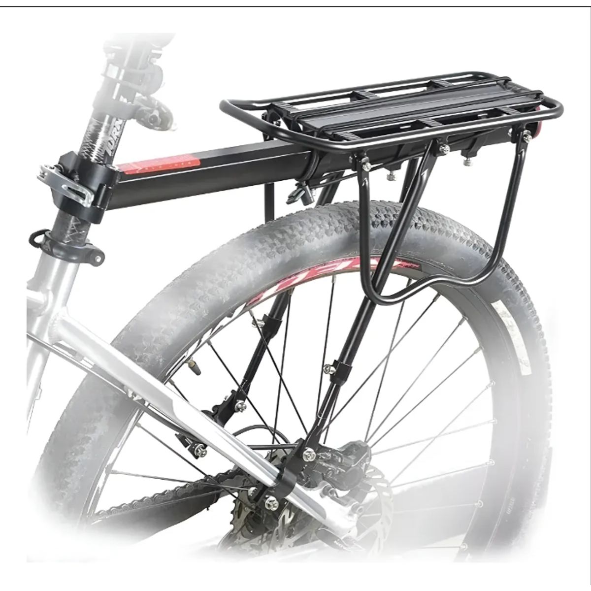 GENERICO - Parrilla Bicicleta Con O Sin Freno De Disco Porta Alforjas Negro