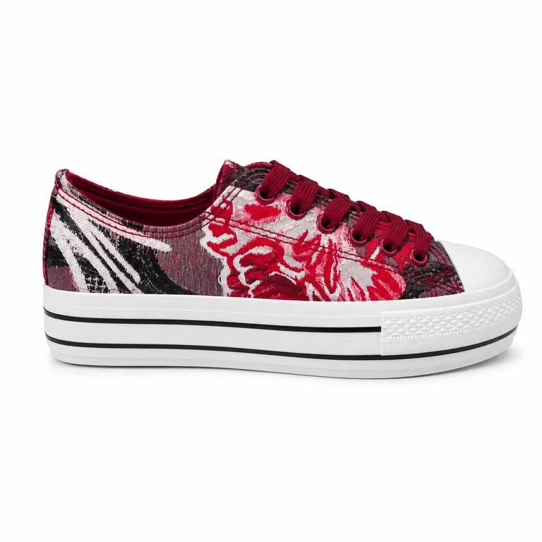 Zapatilla Mujer Rojo/Blanco Flower