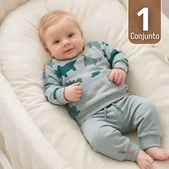 JUMP KIDS - Conjunto Buzo Polerón 2 Piezas Bebé Niño Blue Dinosaur