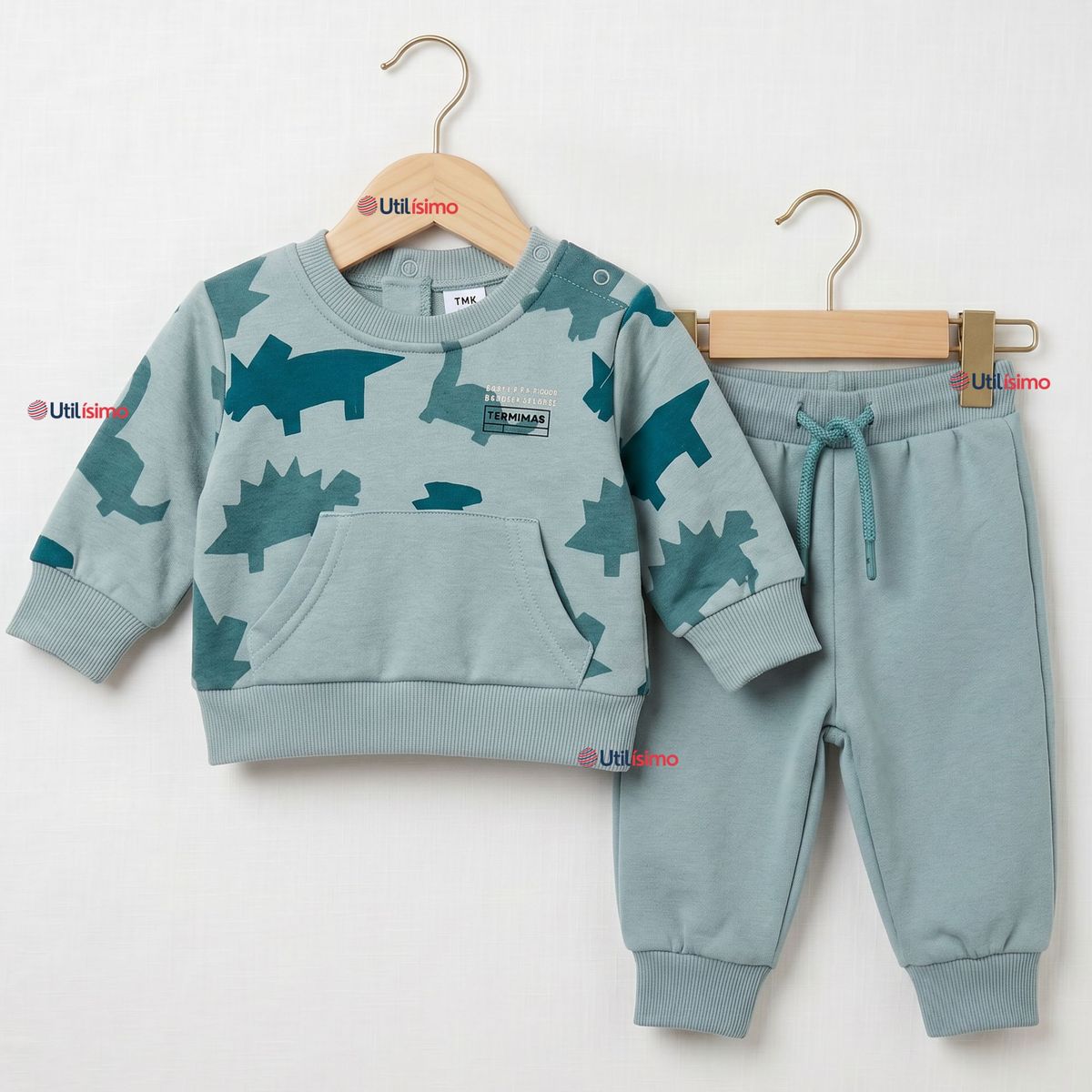JUMP KIDS - Conjunto Buzo Polerón 2 Piezas Bebé Niño Blue Dinosaur