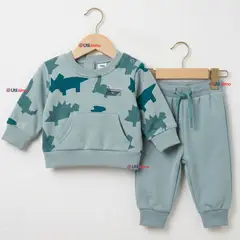 JUMP KIDS - Conjunto Buzo Polerón 2 Piezas Bebé Niño Blue Dinosaur