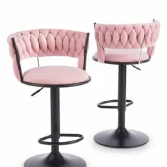 CORI CORI - Pack 2 Taburetes Queen Velvet Black Pink